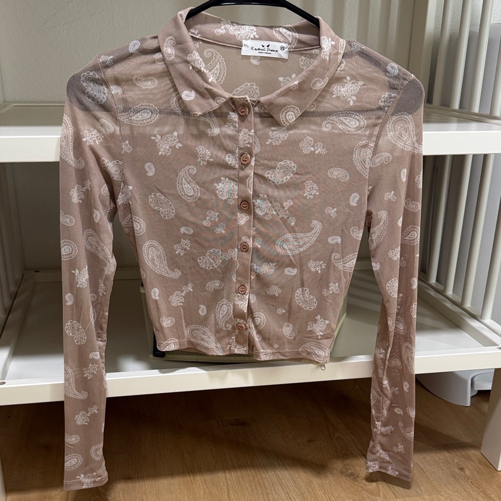 Sheer Paisley Long Sleeve Top